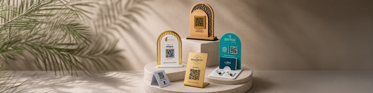 product information QR code stand